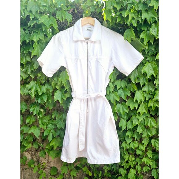 REFORMATION RENEWED WHITE DENIM SHORTS JUMPSUIT SIZE 0 ECO FRIENDLY - Picture 4 of 7
